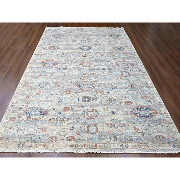 9'6" x 13'7" New Hand Knotted Grey Wool Rectangle Oriental Rug - MOA10210158