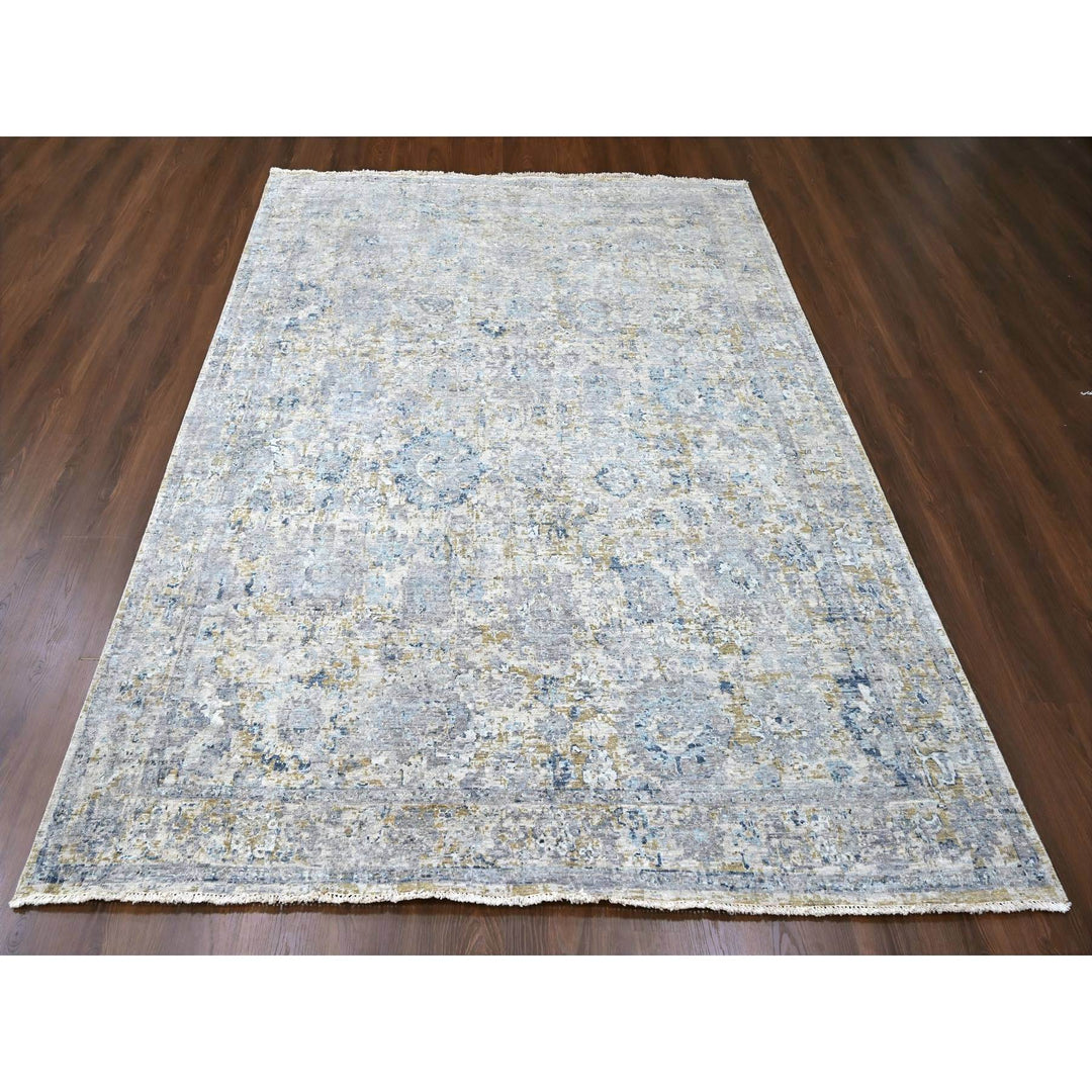 7'10" x 9'10" New Hand Knotted Grey Wool Rectangle Oriental Rug - MOA10210160