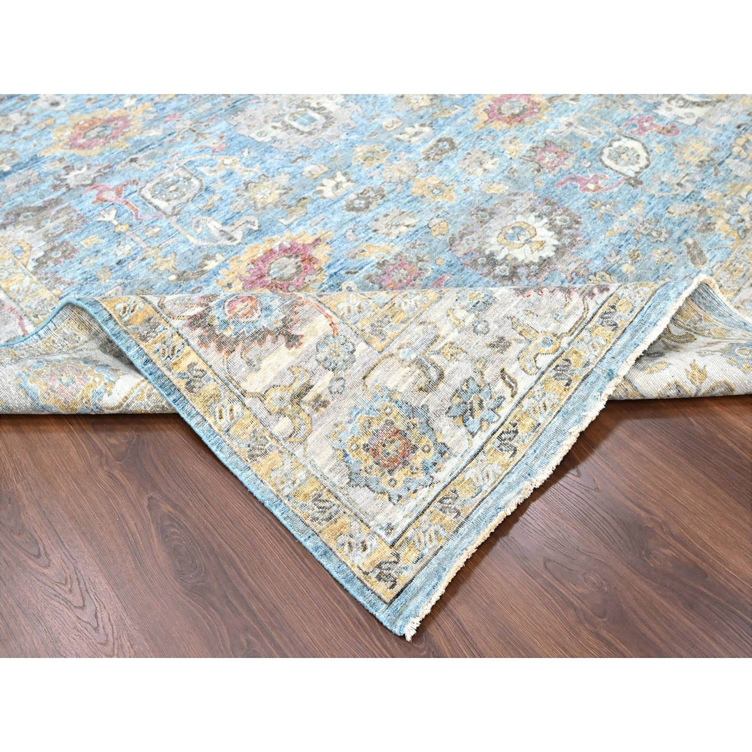 7'10" x 9'10" New Hand Knotted Blue Wool Rectangle Oriental Rug - MOA10210171