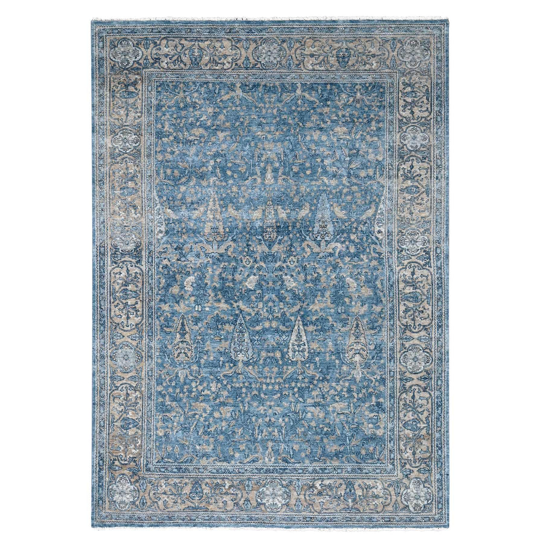 8'11" x 12'0" New Hand Knotted Blue Wool Rectangle Oriental Rug - MOA10210172