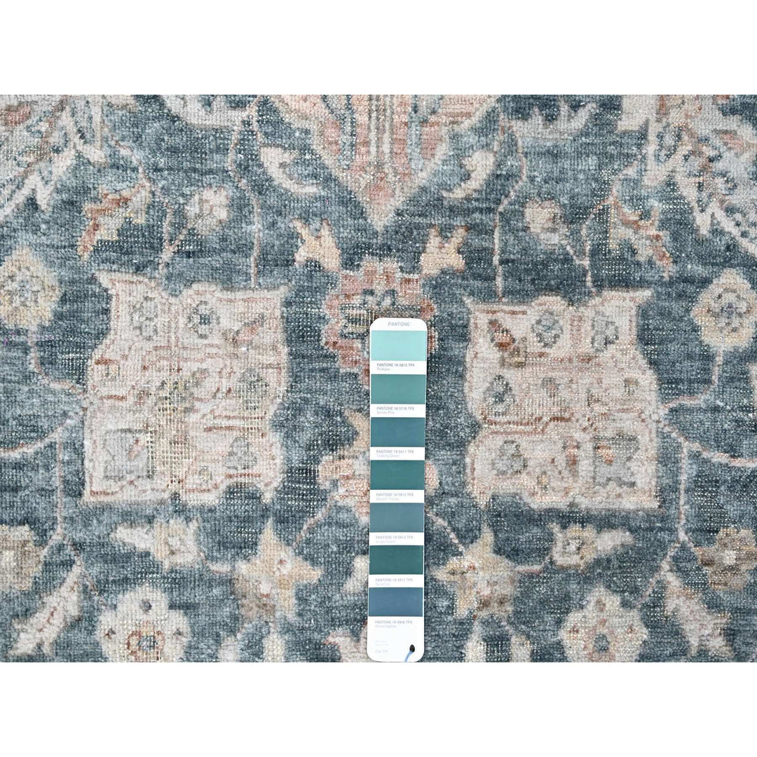 9'0" x 11'10" New Hand Knotted Teal Wool Rectangle Oriental Rug - MOA10210173