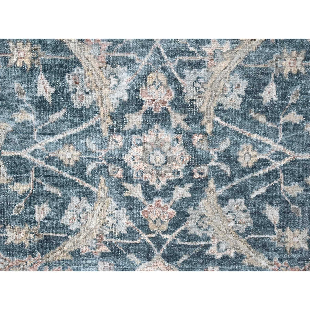 9'0" x 11'10" New Hand Knotted Teal Wool Rectangle Oriental Rug - MOA10210173