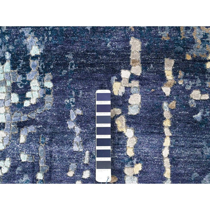8'9" x 12'1" New Hand Knotted Blue Wool & Silk Rectangle Oriental Rug - MOA10210177