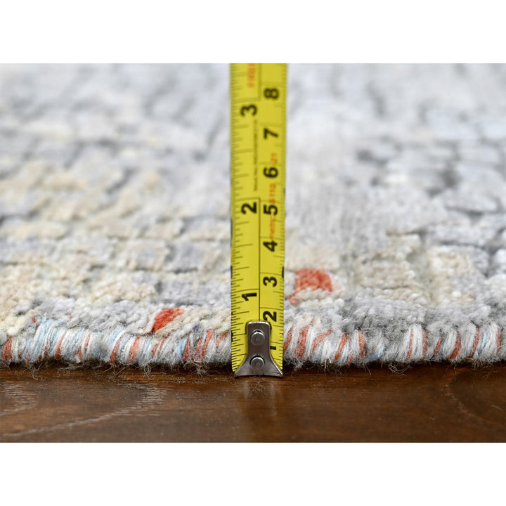 9'9" x 9'10" New Hand Knotted Orange Wool & Silk Round Oriental Rug - MOA10210179