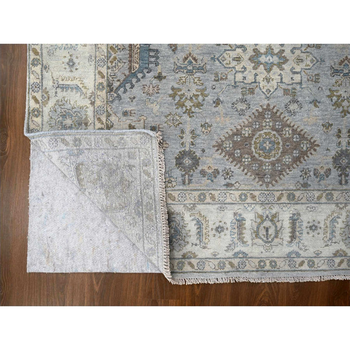 6'0" x 9'0" New Hand Knotted Grey Wool Rectangle Oriental Rug - MOA10210184