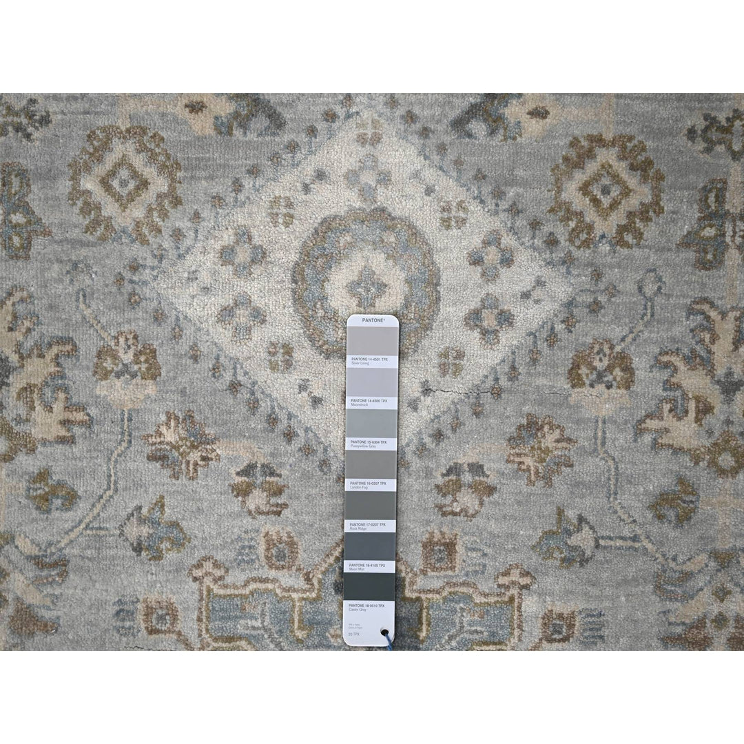 6'0" x 9'0" New Hand Knotted Grey Wool Rectangle Oriental Rug - MOA10210184