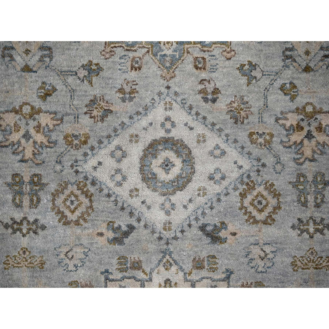 6'0" x 9'0" New Hand Knotted Grey Wool Rectangle Oriental Rug - MOA10210184