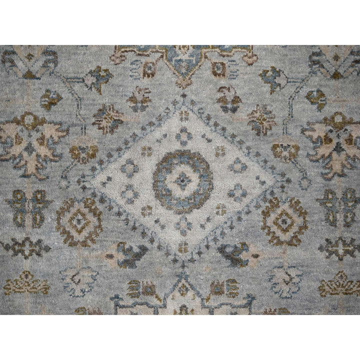 6'0" x 9'0" New Hand Knotted Grey Wool Rectangle Oriental Rug - MOA10210184