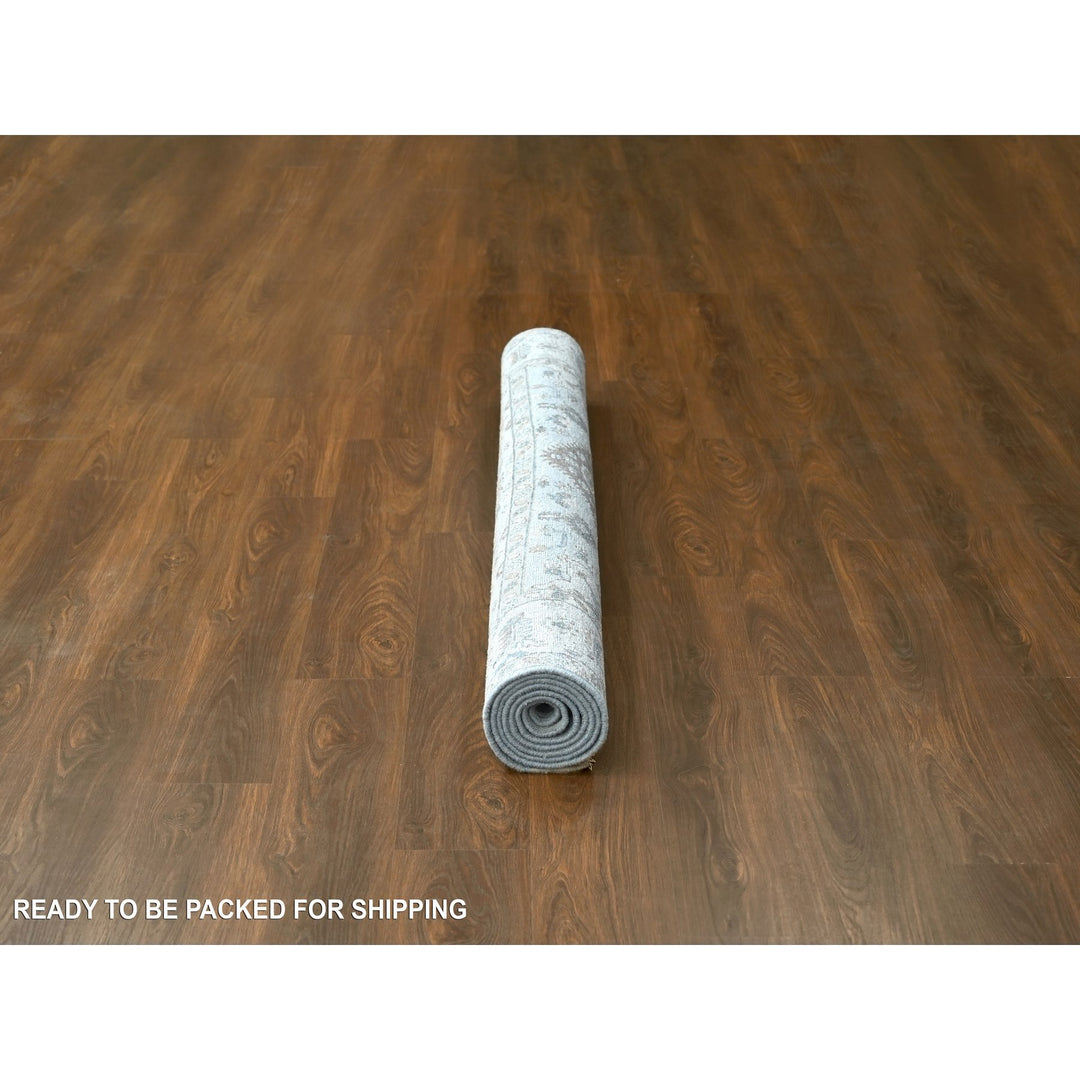 6'0" x 9'0" New Hand Knotted Grey Wool Rectangle Oriental Rug - MOA10210184