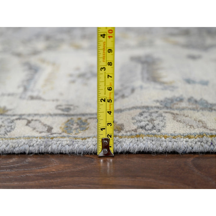 6'0" x 9'0" New Hand Knotted Grey Wool Rectangle Oriental Rug - MOA10210184