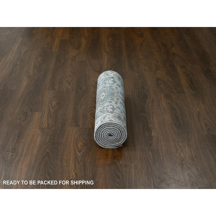 2'7" x 8'0" New Hand Knotted Grey Wool Runner Oriental Rug - MOA10210185