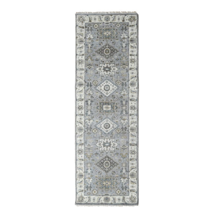 2'8" x 8'0" New Hand Knotted Grey Wool Runner Oriental Rug - MOA10210186
