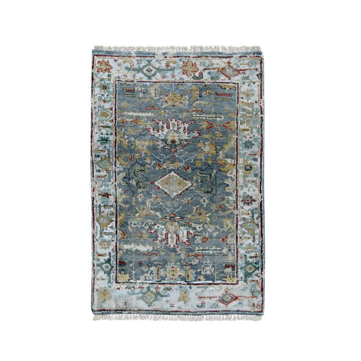 2'0" x 2'11" New Hand Knotted Grey Wool Rectangle Oriental Rug - MOA10210189