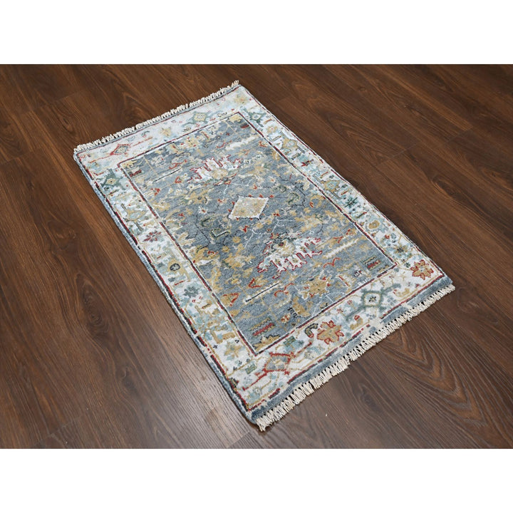 2'0" x 2'11" New Hand Knotted Grey Wool Rectangle Oriental Rug - MOA10210189
