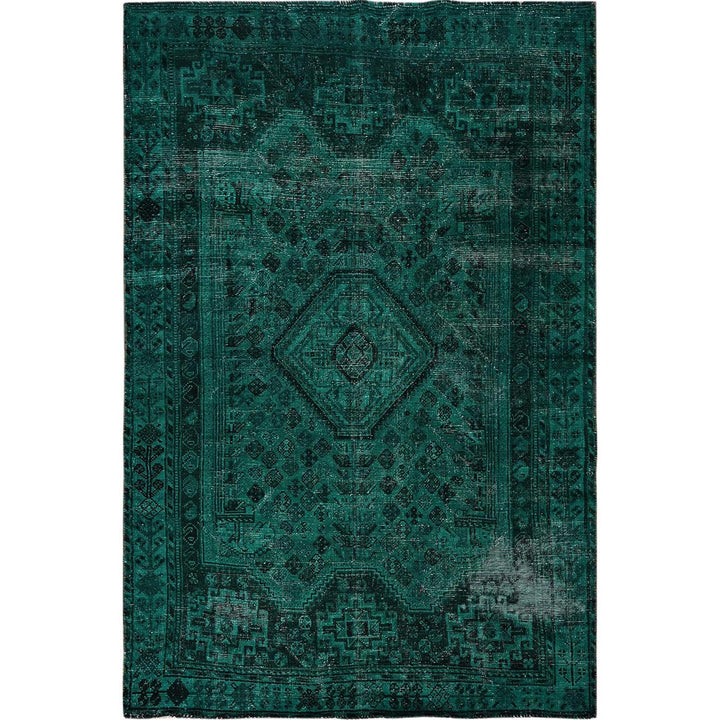 5'1" x 7'10" Vintage Hand Knotted Green Wool Rectangle Oriental Rug - MOA1021018