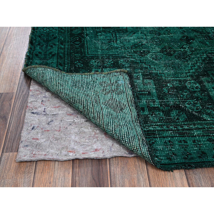 5'1" x 7'10" Vintage Hand Knotted Green Wool Rectangle Oriental Rug - MOA1021018