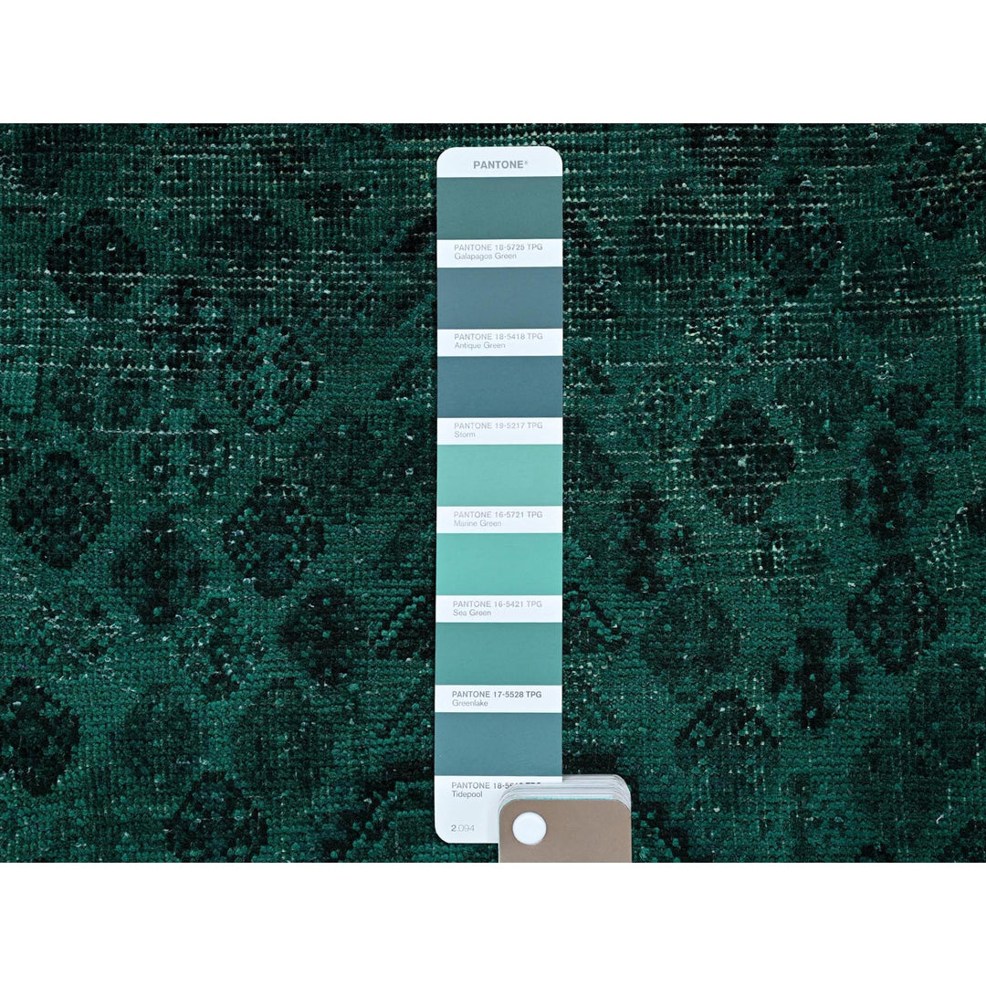 5'1" x 7'10" Vintage Hand Knotted Green Wool Rectangle Oriental Rug - MOA1021018