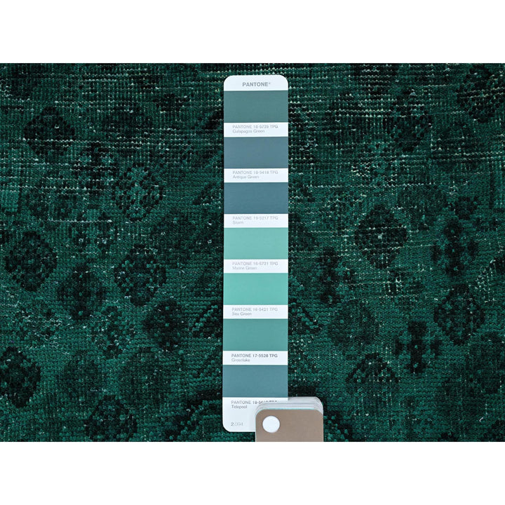 5'1" x 7'10" Vintage Hand Knotted Green Wool Rectangle Oriental Rug - MOA1021018