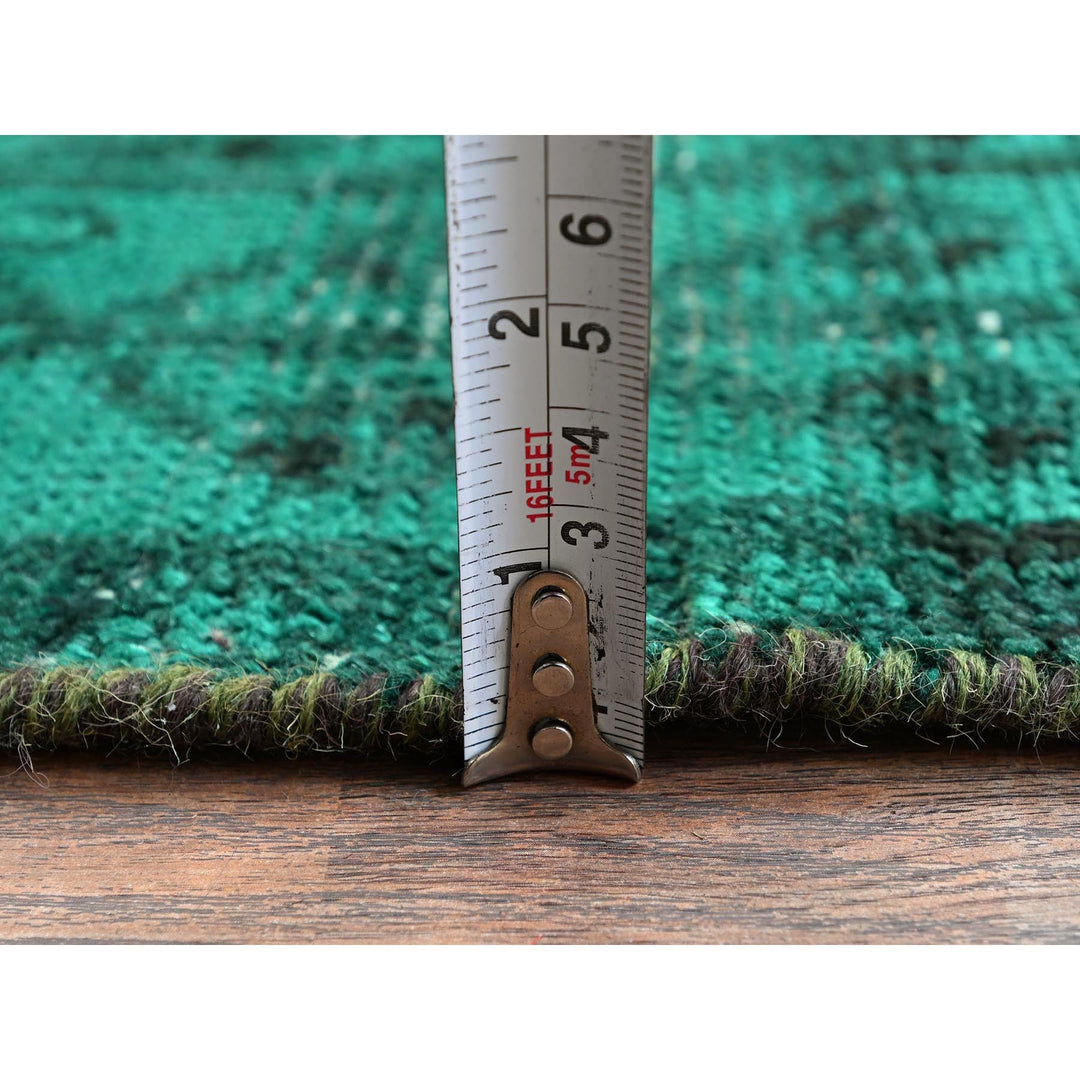 5'1" x 7'10" Vintage Hand Knotted Green Wool Rectangle Oriental Rug - MOA1021018