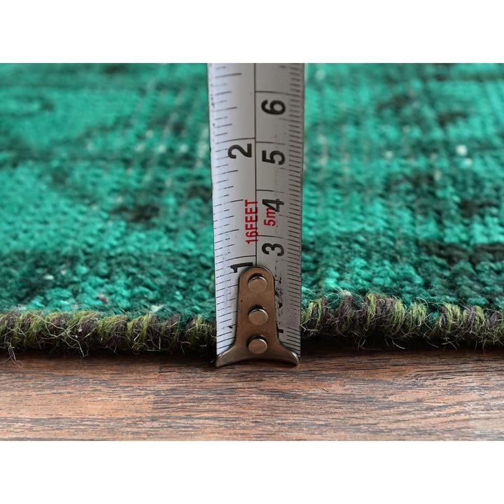 5'1" x 7'10" Vintage Hand Knotted Green Wool Rectangle Oriental Rug - MOA1021018