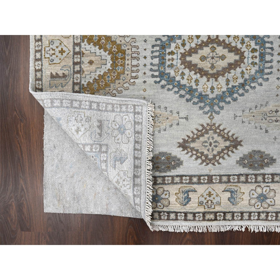 5'1" x 6'10" New Hand Knotted Grey Wool Rectangle Oriental Rug - MOA10210190