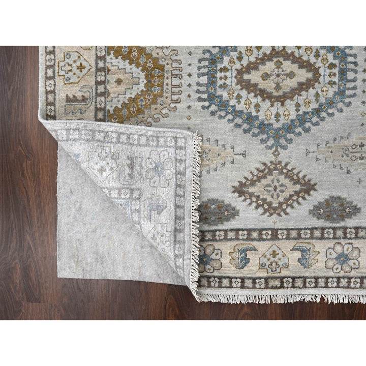 5'1" x 6'10" New Hand Knotted Grey Wool Rectangle Oriental Rug - MOA10210190