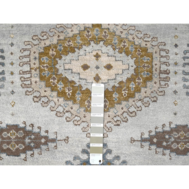 5'1" x 6'10" New Hand Knotted Grey Wool Rectangle Oriental Rug - MOA10210190