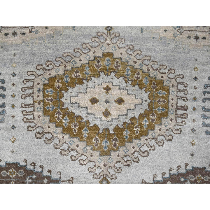 5'1" x 6'10" New Hand Knotted Grey Wool Rectangle Oriental Rug - MOA10210190