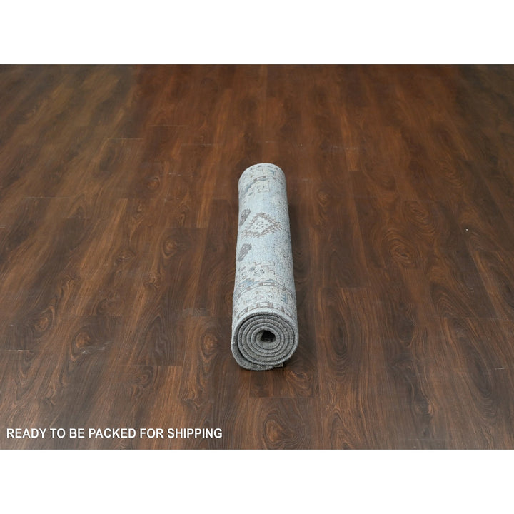 5'1" x 6'10" New Hand Knotted Grey Wool Rectangle Oriental Rug - MOA10210190
