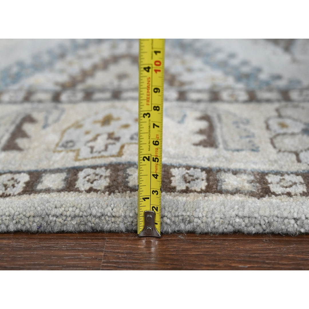 5'1" x 6'10" New Hand Knotted Grey Wool Rectangle Oriental Rug - MOA10210190