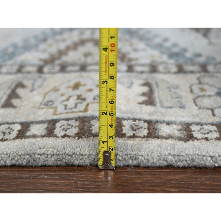 5'1" x 6'10" New Hand Knotted Grey Wool Rectangle Oriental Rug - MOA10210190