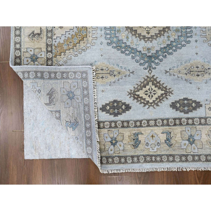 6'2" x 9'1" New Hand Knotted Grey Wool Rectangle Oriental Rug - MOA10210191