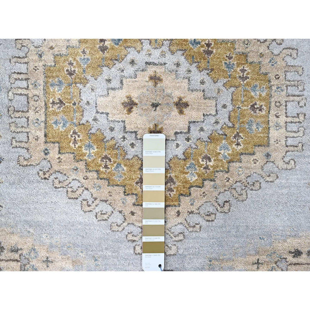 6'2" x 9'1" New Hand Knotted Grey Wool Rectangle Oriental Rug - MOA10210191