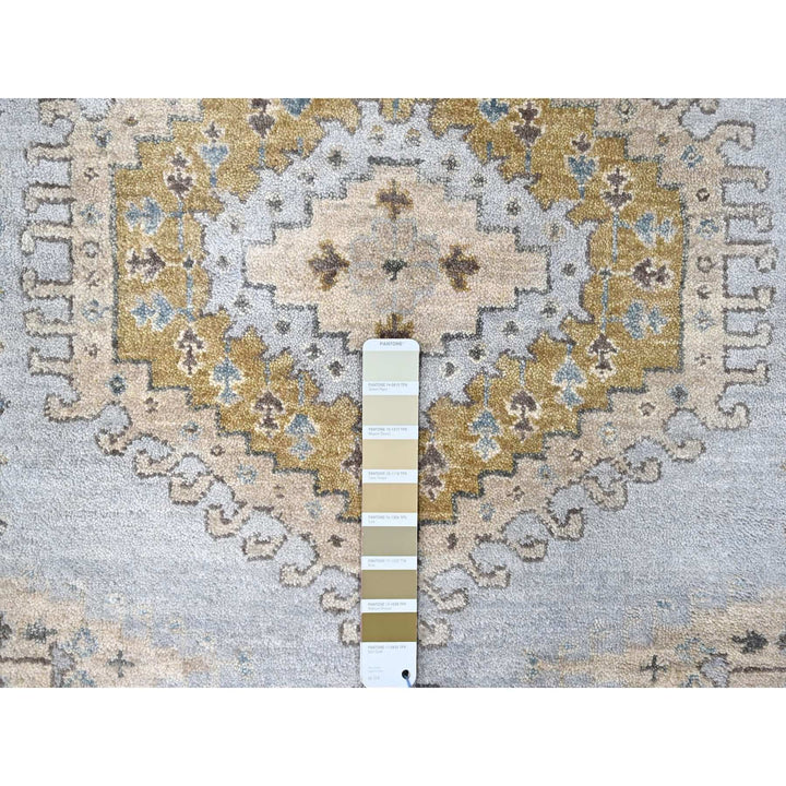 6'2" x 9'1" New Hand Knotted Grey Wool Rectangle Oriental Rug - MOA10210191
