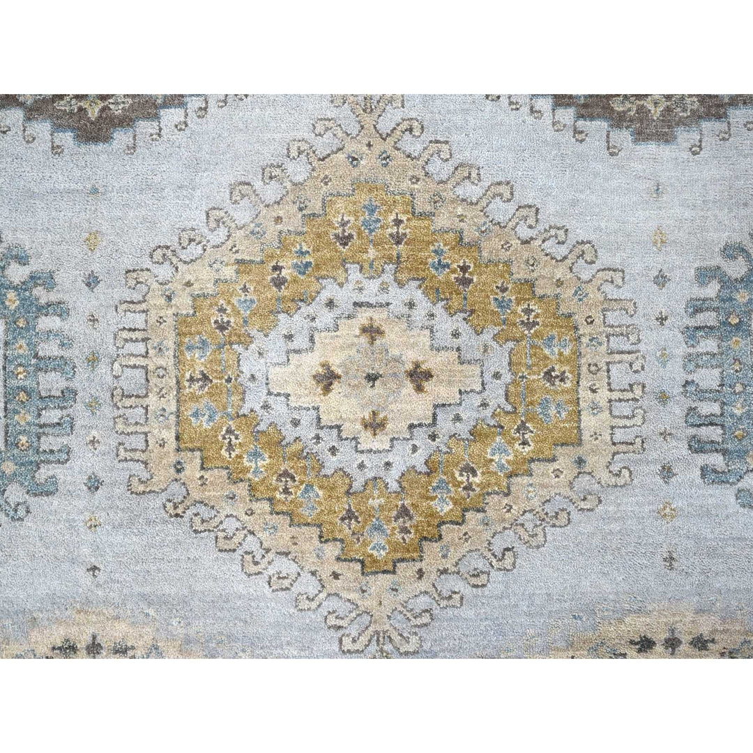 6'2" x 9'1" New Hand Knotted Grey Wool Rectangle Oriental Rug - MOA10210191