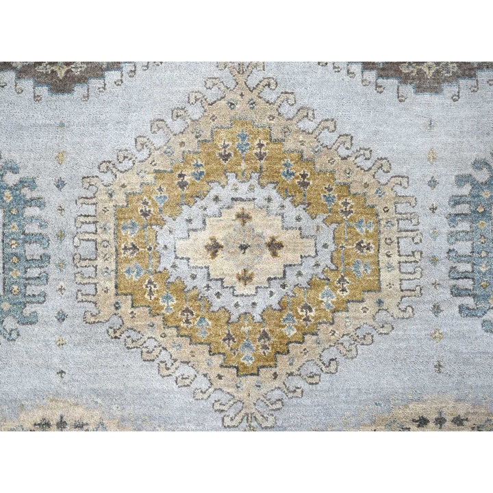 6'2" x 9'1" New Hand Knotted Grey Wool Rectangle Oriental Rug - MOA10210191