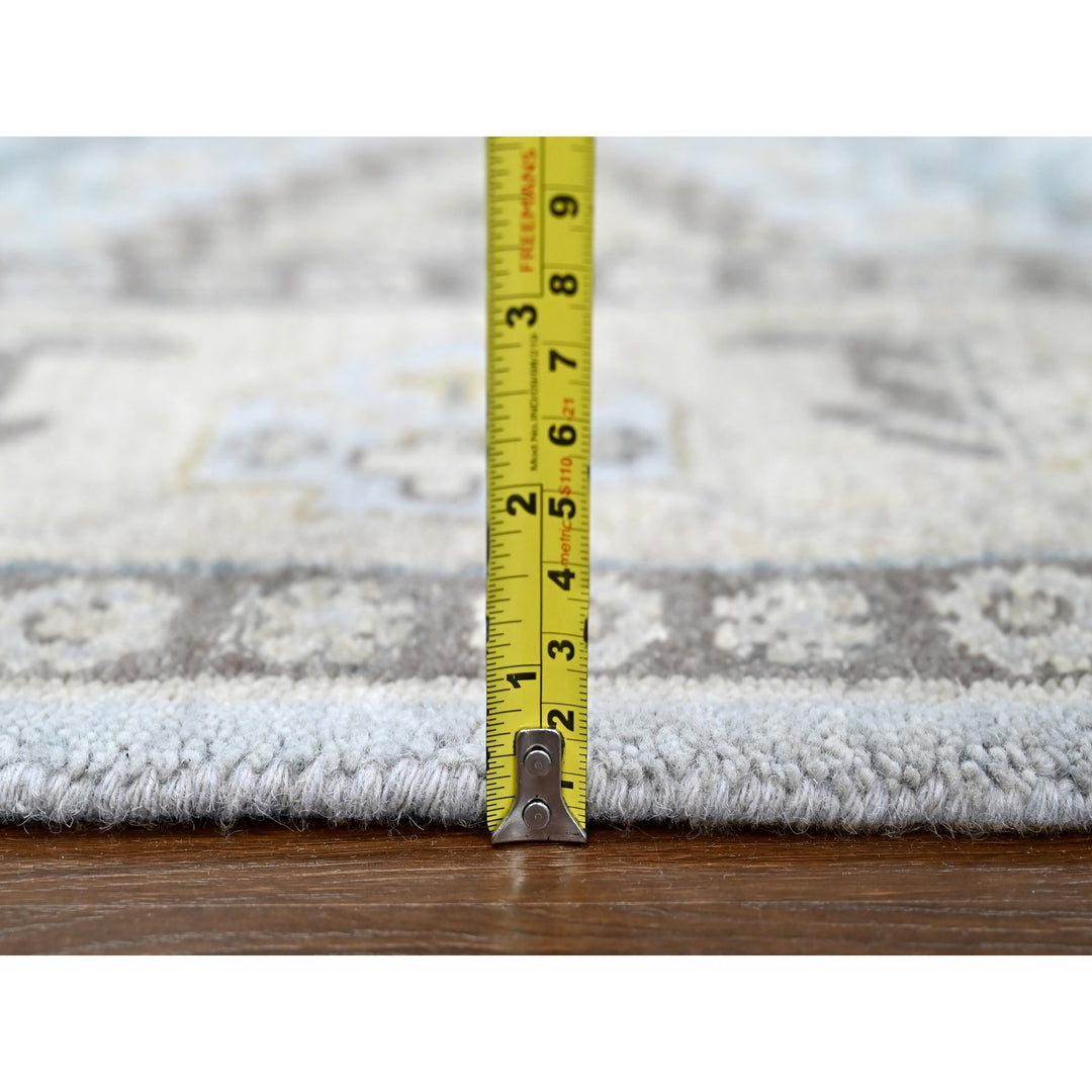 6'2" x 9'1" New Hand Knotted Grey Wool Rectangle Oriental Rug - MOA10210191