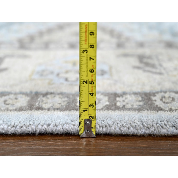 6'2" x 9'1" New Hand Knotted Grey Wool Rectangle Oriental Rug - MOA10210191