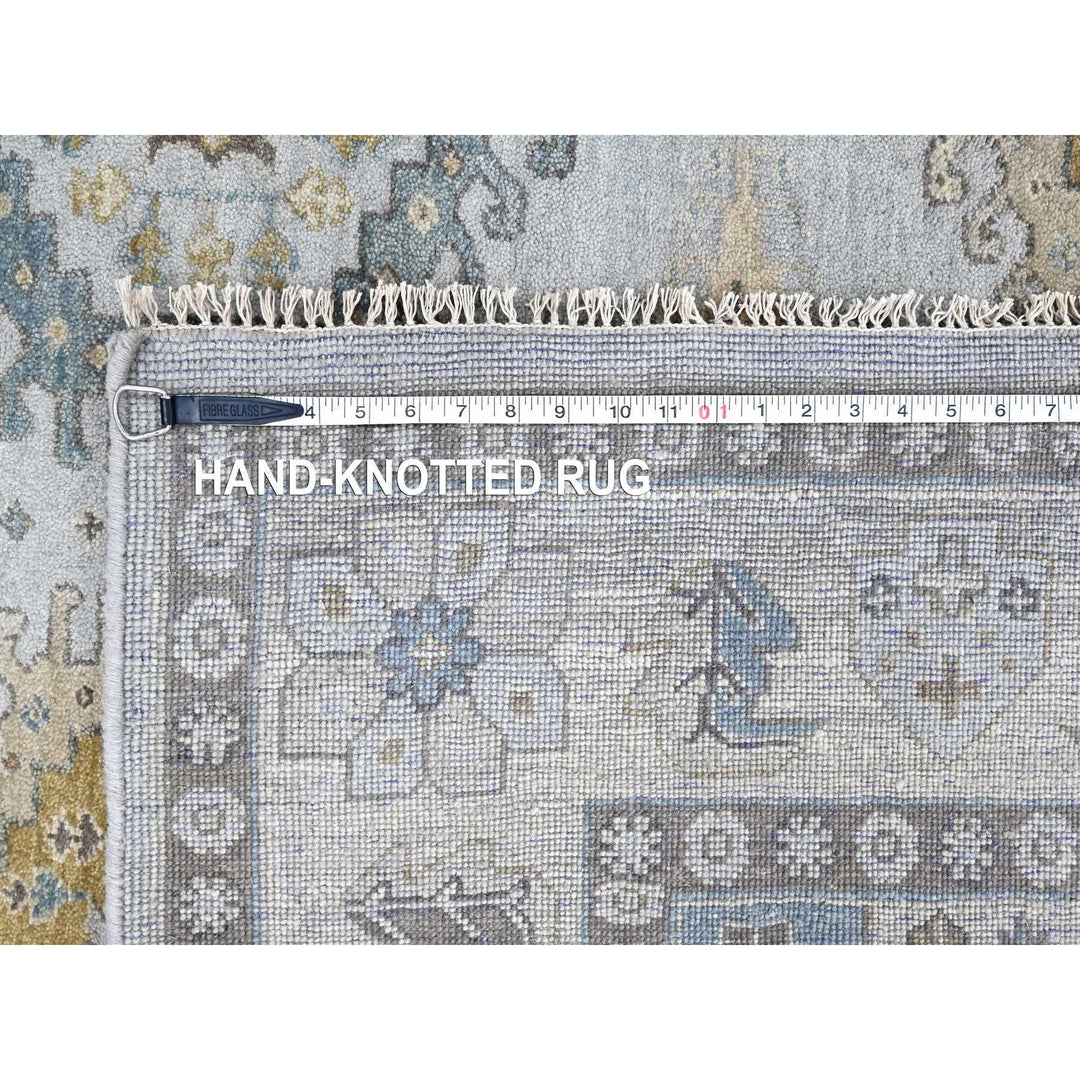 6'2" x 9'1" New Hand Knotted Grey Wool Rectangle Oriental Rug - MOA10210191