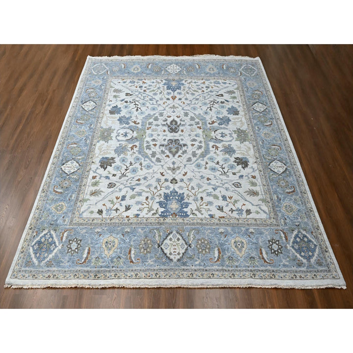 11'10" x 12'0" New Hand Knotted Ivory Wool Square Oriental Rug - MOA10210192