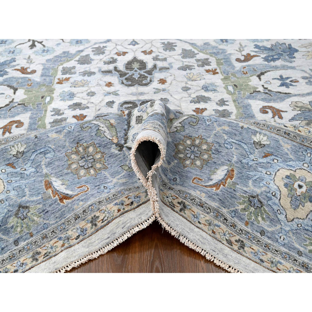 11'10" x 12'0" New Hand Knotted Ivory Wool Square Oriental Rug - MOA10210192