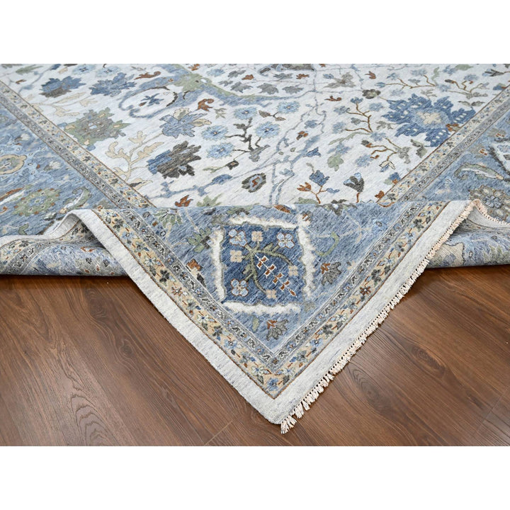 11'10" x 12'0" New Hand Knotted Ivory Wool Square Oriental Rug - MOA10210192