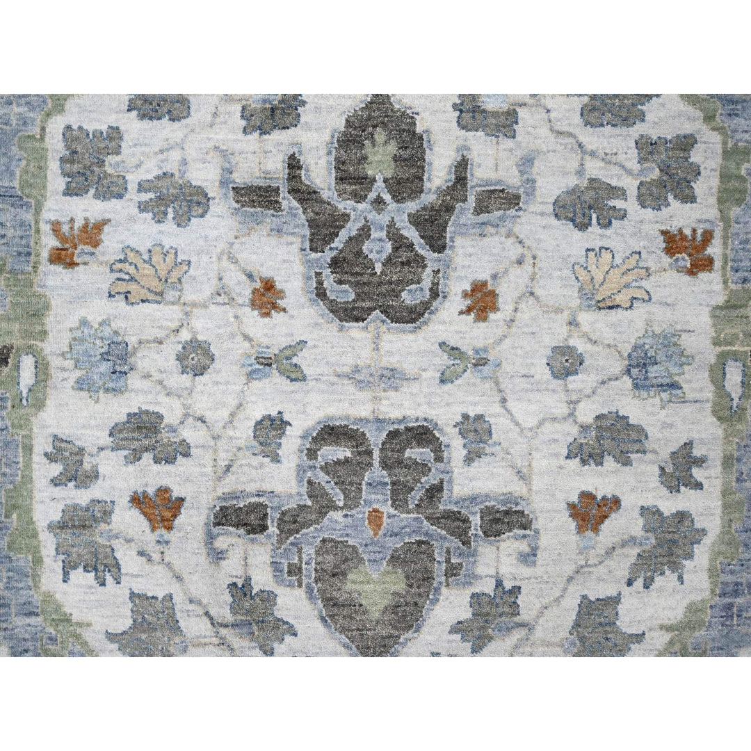 11'10" x 12'0" New Hand Knotted Ivory Wool Square Oriental Rug - MOA10210192