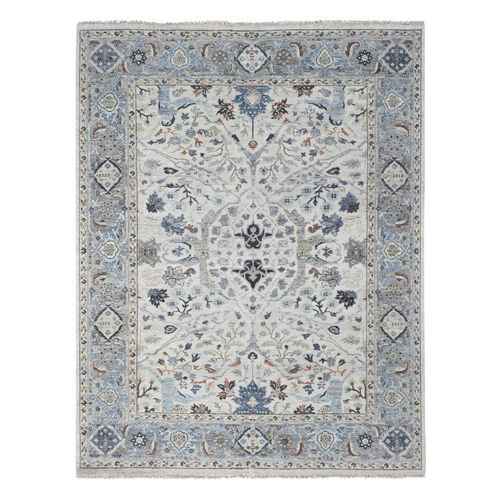 8'0" x 9'10" New Hand Knotted Ivory Wool Rectangle Oriental Rug - MOA10210194
