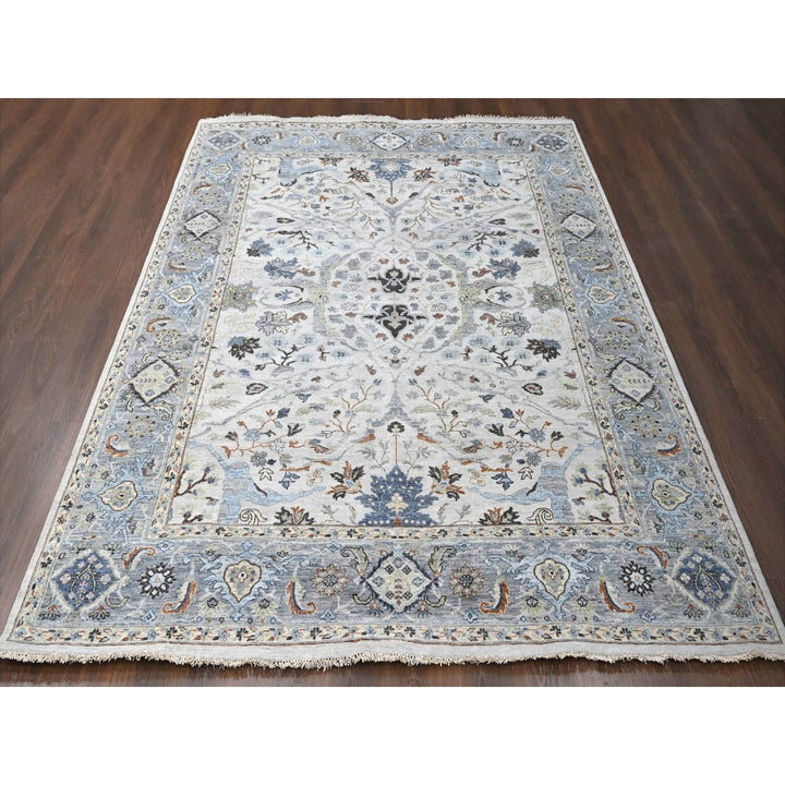 8'0" x 9'10" New Hand Knotted Ivory Wool Rectangle Oriental Rug - MOA10210194
