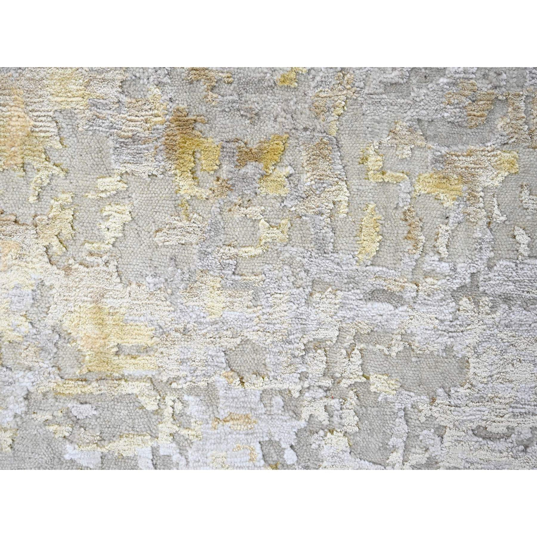 9'0" x 12'0" New Hand Knotted Beige Wool & Silk Rectangle Oriental Rug - MOA10210195