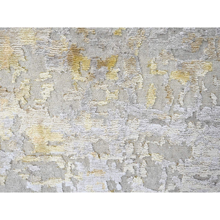 9'0" x 12'0" New Hand Knotted Beige Wool & Silk Rectangle Oriental Rug - MOA10210195