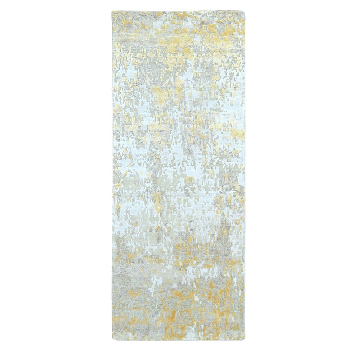 2'6" x 6'0" New Hand Knotted Beige Wool & Silk Runner Oriental Rug - MOA10210197
