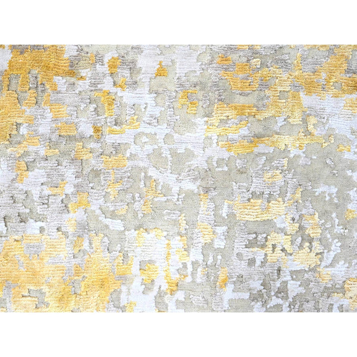 10'0" x 13'10" New Hand Knotted Beige Wool & Silk Rectangle Oriental Rug - MOA10210198