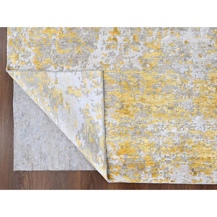 7'11" x 9'9" New Hand Knotted Beige Wool & Silk Rectangle Oriental Rug - MOA10210199